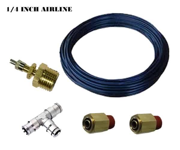 Single Axle Combined Manual Fill Kit (Schrader Valves, Air Line, Fittings) – 2 Air Spring Fill Kit