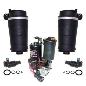 1995-1996 Lincoln Continental Rear Left & Right Air Ride Suspension Air Spring Bags, Solenoids & Compressor Kit