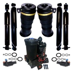1997-2002 Ford Expedition 2WD Rear Suspension Air Spring Bags, Solenoids, Compressor & 4Wheel Gas Shocks Kit
