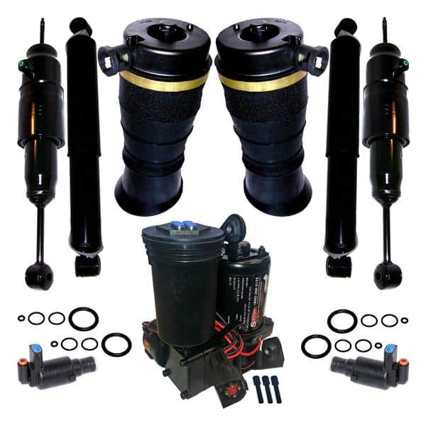 1997-2002 Ford Expedition 4WD Rear Suspension Air Spring Bags, Solenoids, Compressor with Front Air & Rear Gas Shocks Kit