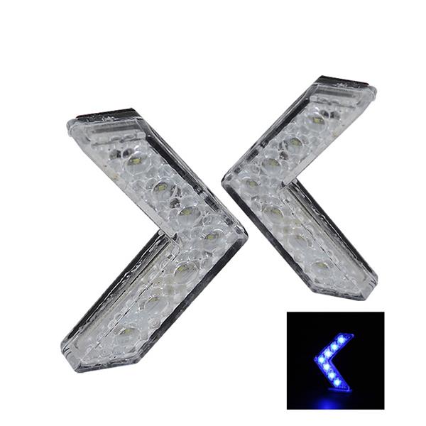 LED Mirror Blue Sequential Arrow – Clear