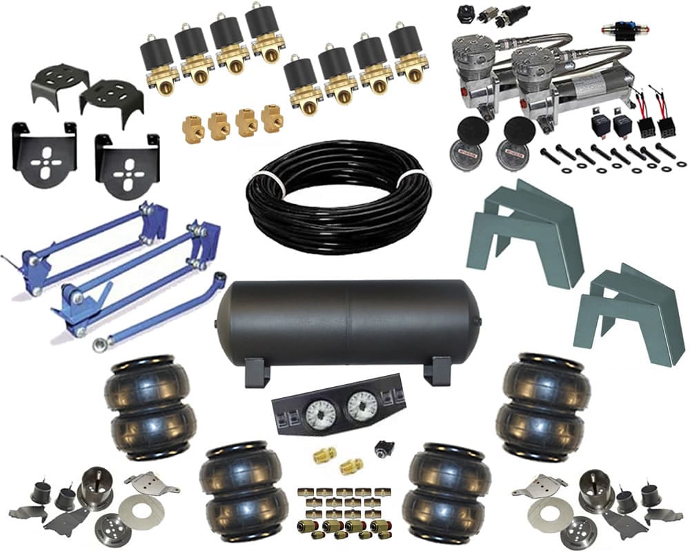 FULL SIZE Car OR Truck EXTREME FBSS Air Suspension Kit With 4 Links,  Panhard Bar & Frame Bridge