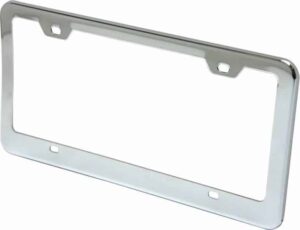 Bright Chrome License Plate Frame with Bolts and Caps