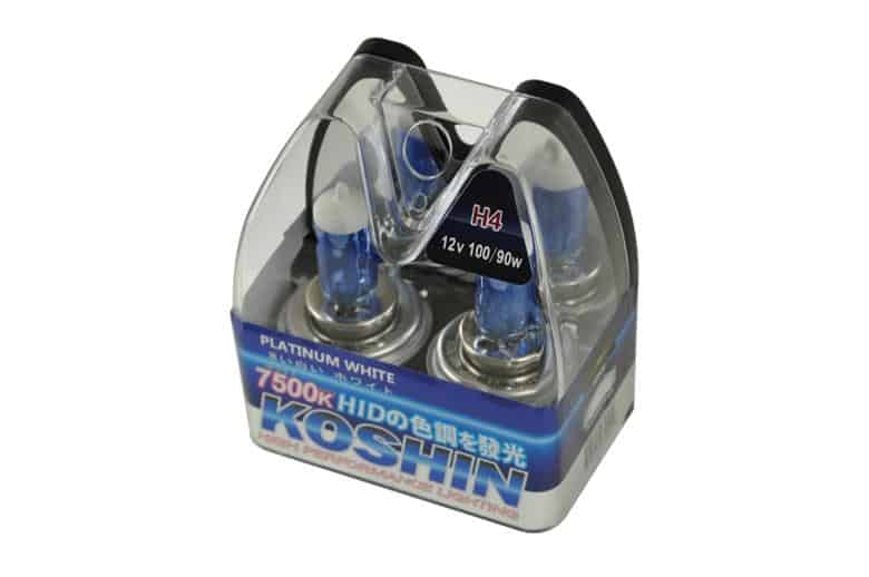 Platinum Koshin H4 White Halogen Light Bulbs 12V 100/90W