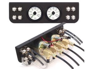 8 Manual Pneumatic Push-Button Miniature Valves, Gauge, and Panel