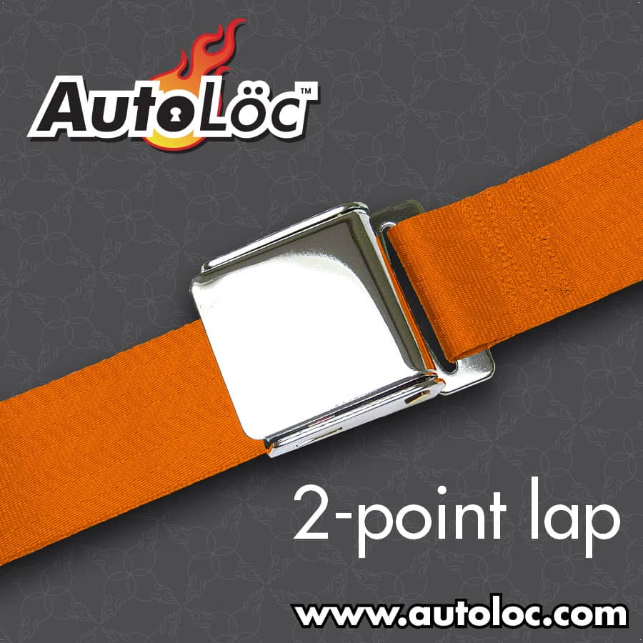 2 Point Orange Lap Seat Belt with Airplane Lift Buckle