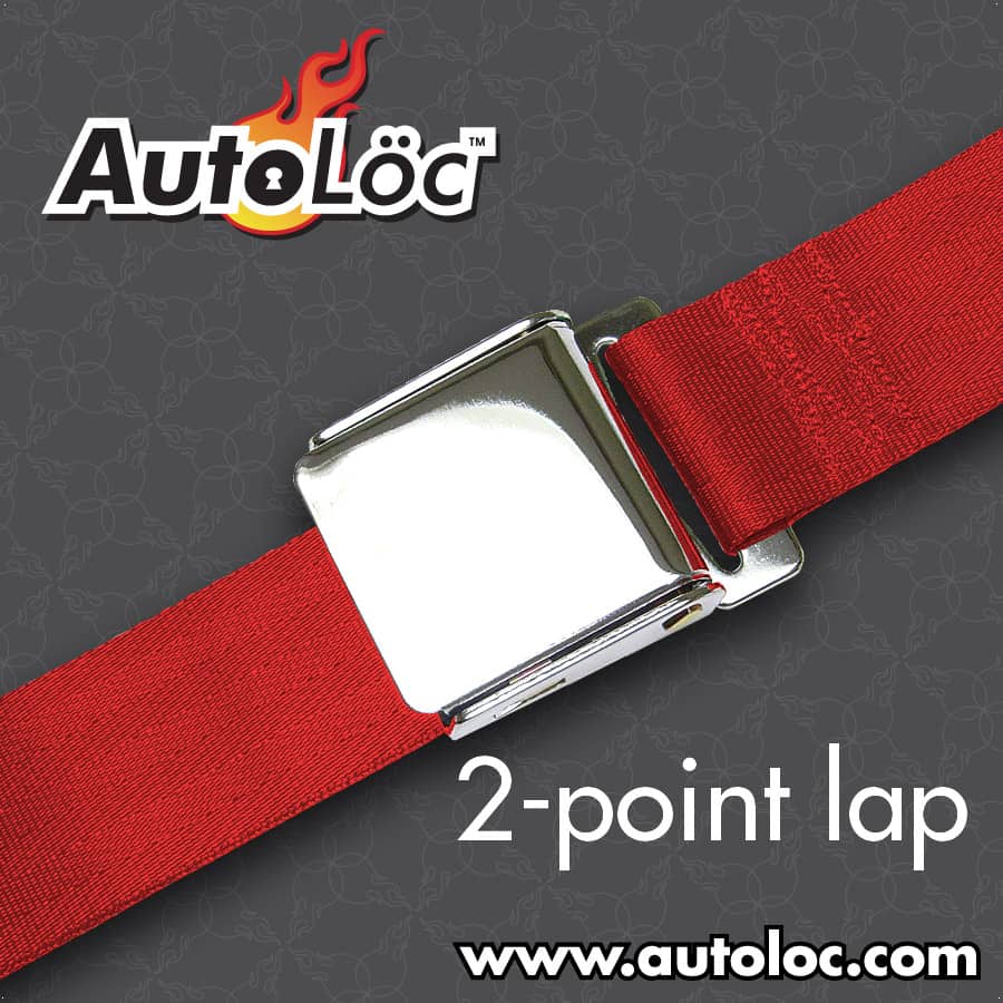 2 Point Red Lap Seat Belt with Airplane Lift Buckle