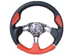 6 Hole Custom Steering Wheel - Red, Black, Chrome Center