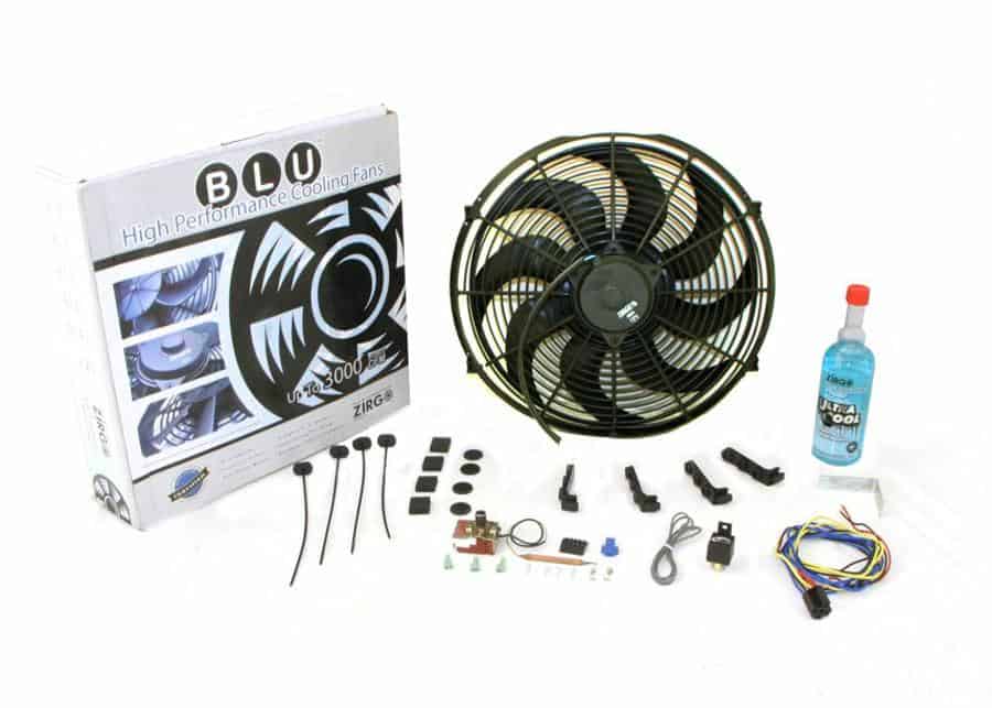 Super Cool Pack with Two 2803 fCFM 16″ Fans, Adj Temp Switch, Harness, and Brackets and Additive