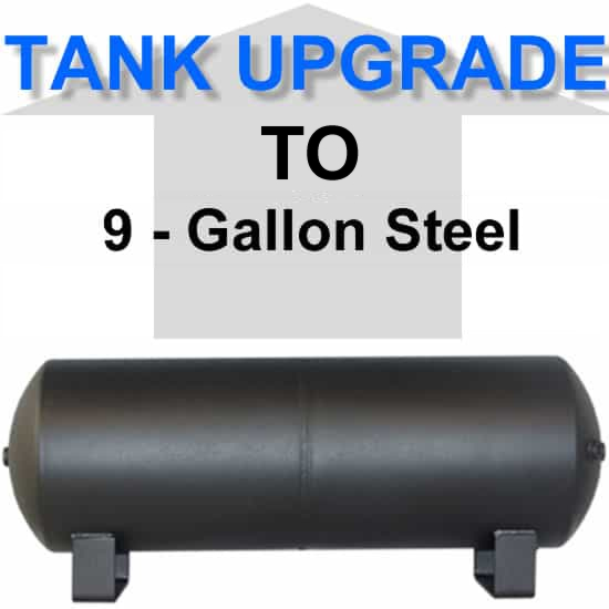 9 Gallon Powder Coated Black Steel Air Suspension Tank **UPGRADE**