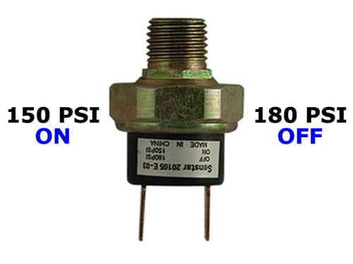 150psi-ON & 180psi-OFF Air Pressure Switch - 1/4" NPT