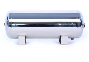 3 Gallon, 5 Port Polished Stainless Steel Air Tank (18" X 8.4")