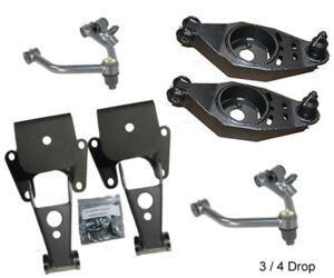 1978-1993 Dodge Ram, Charger D250, D350 3/4 Drop Kit (Upper and Lower Arms, Hangers, Shackles)